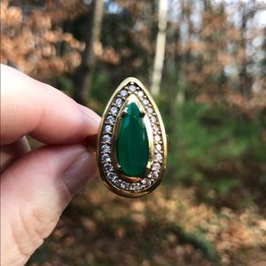 Sale! Emerald & White Topaz GP Sterling Ring